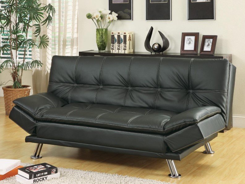 black vinyl sofa repair and restored to look new again