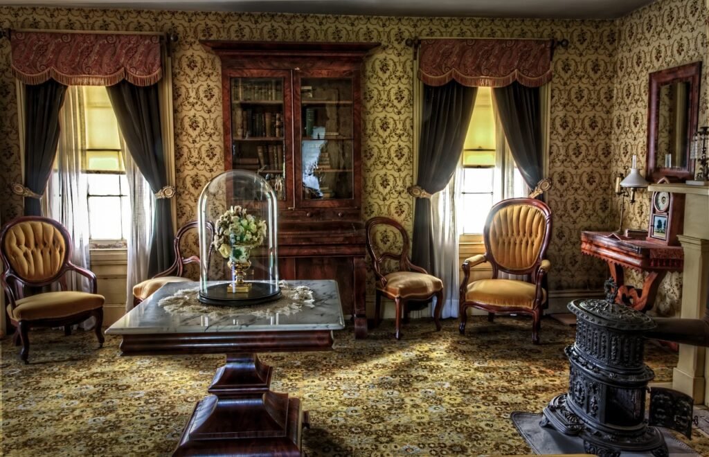 historic vintage furniture in a Victorian house