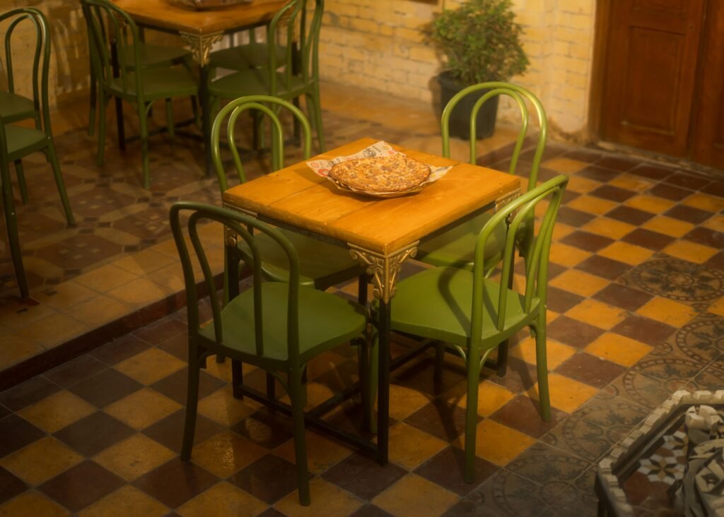 wooden dining table , repaired and restored