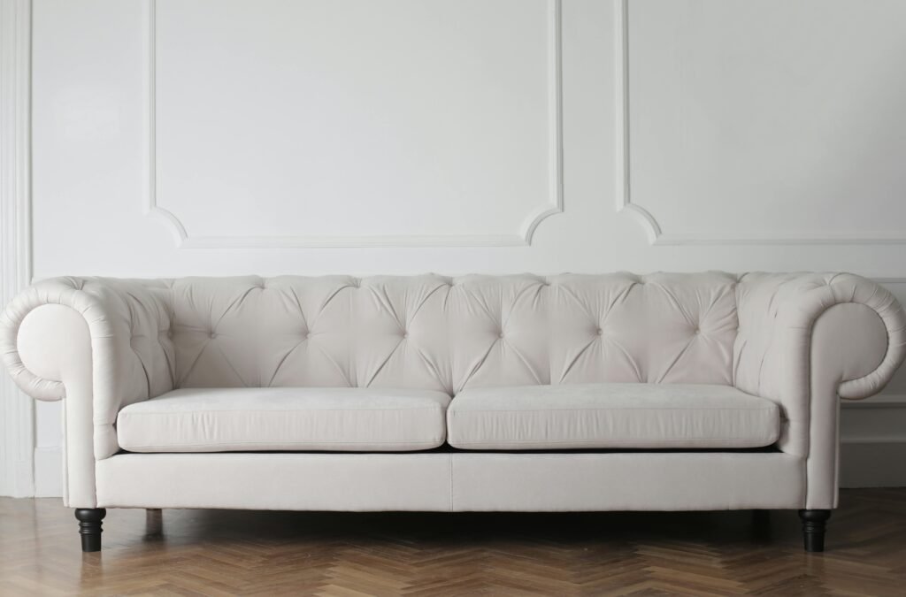 Luxurious white sofa, Upholstery Repair, Charleston, WV